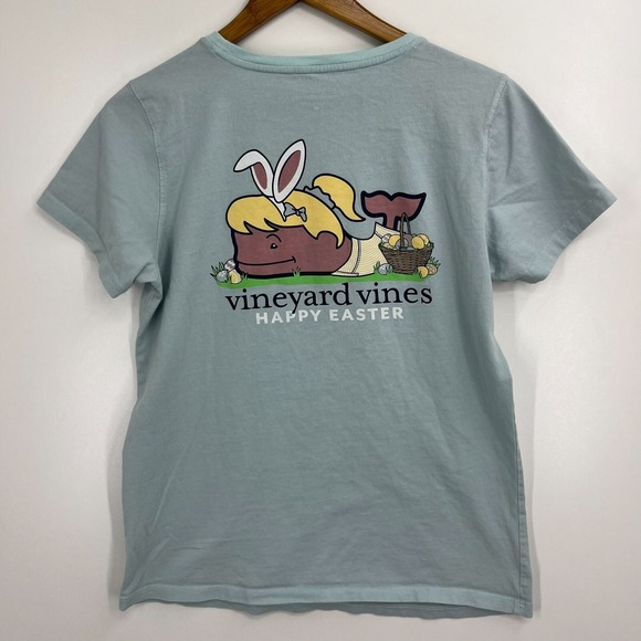 Vineyard Vines T-Shirt Women's M Green Double‎ Sided Easter Logo Pocket Tee - Picture 7 of 11